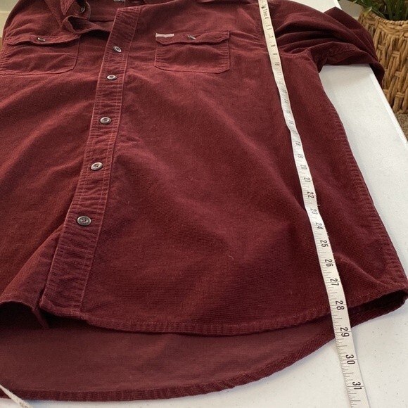Eddie Bauer Maroon Cross Cut Corduroy Cotton Button Up Shirt Front Flap Pocket - Picture 12 of 16